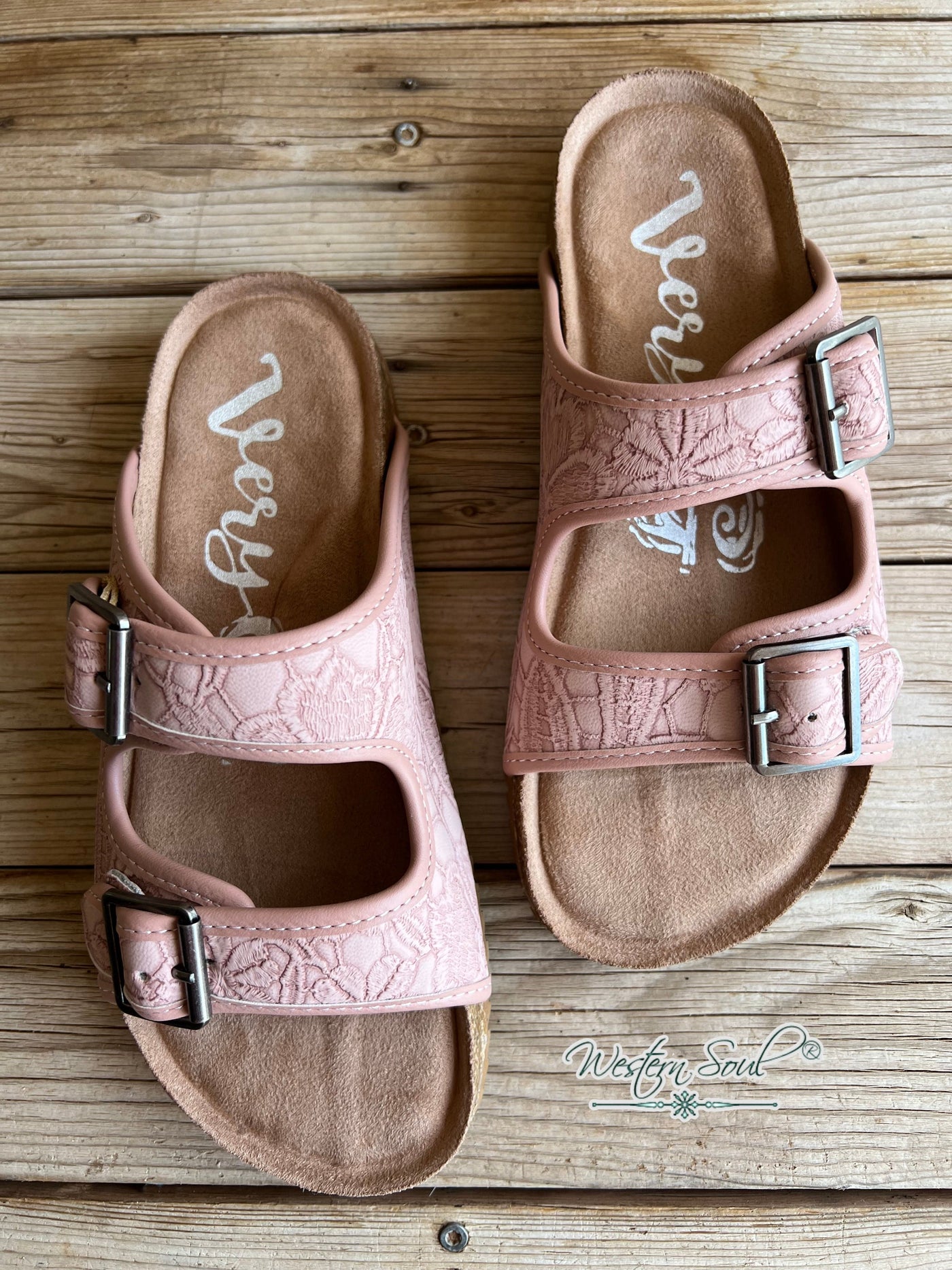 very Sandals Floral Print Western Sandal Blush