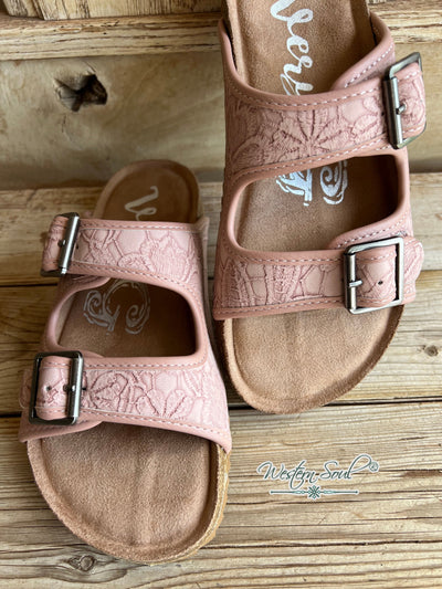 very Sandals Floral Print Western Sandal Blush