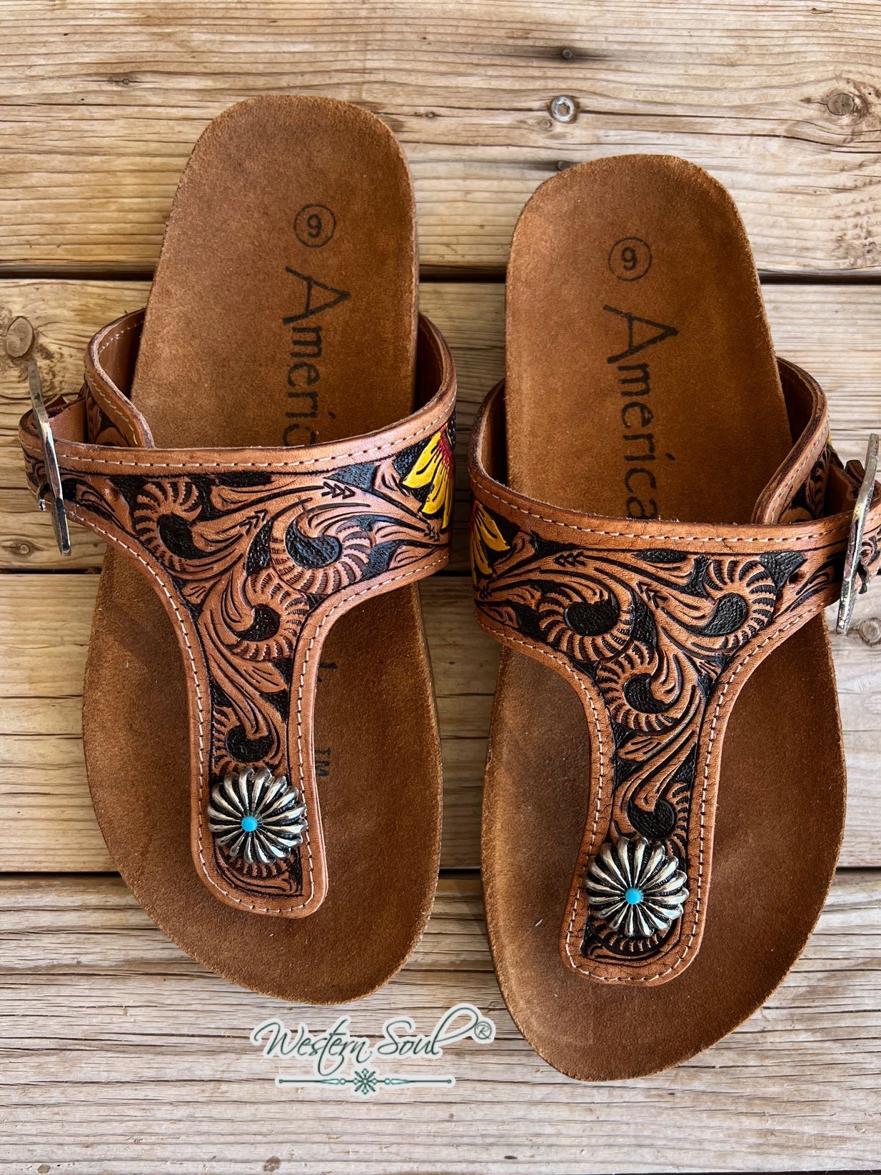 Western Tooled Leather Sandals