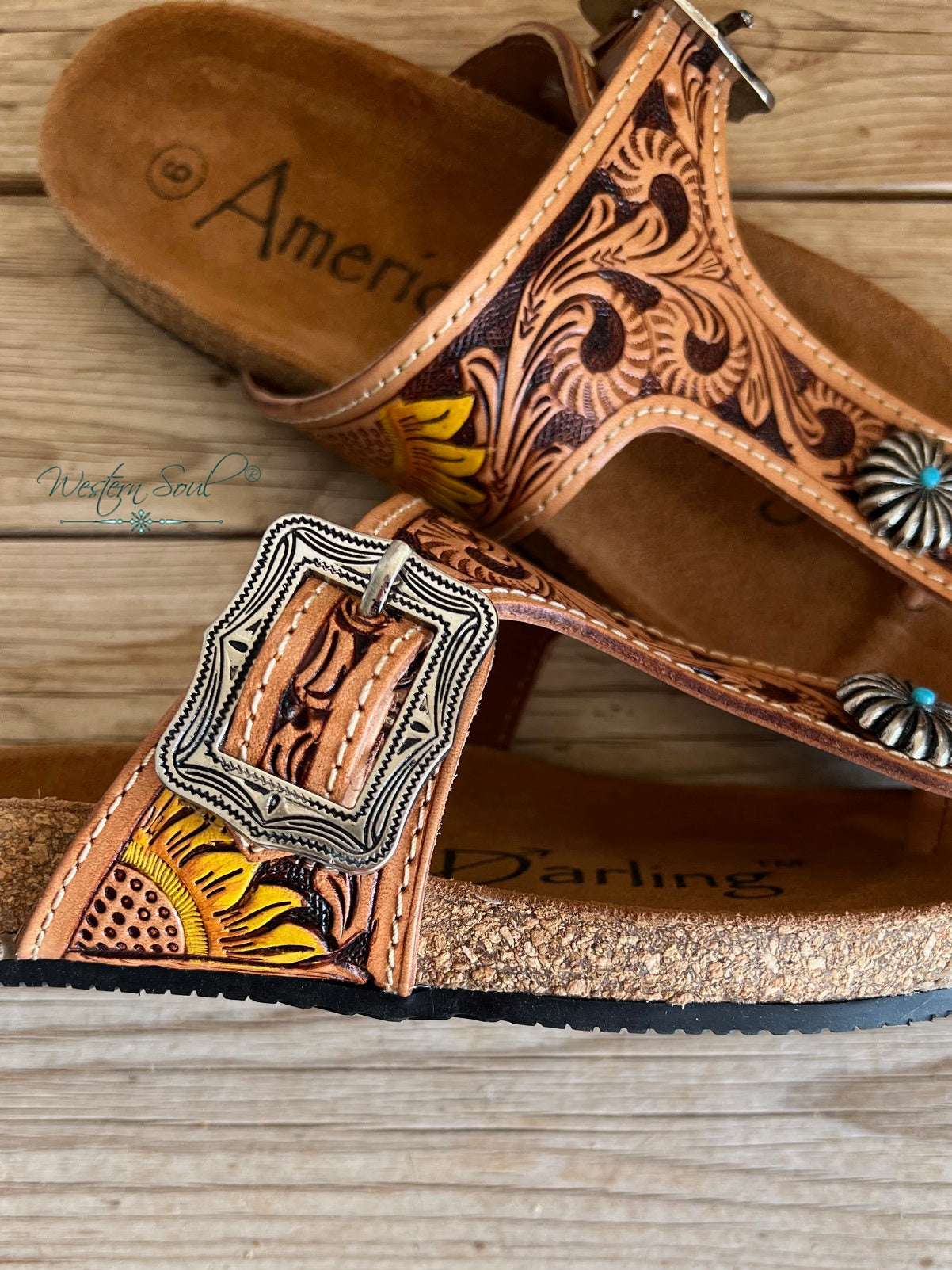 Western Tooled Leather Sandals
