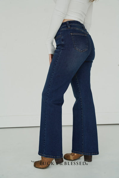 Dark Wash Boot Cut Jeans JE-194 Curvy Size