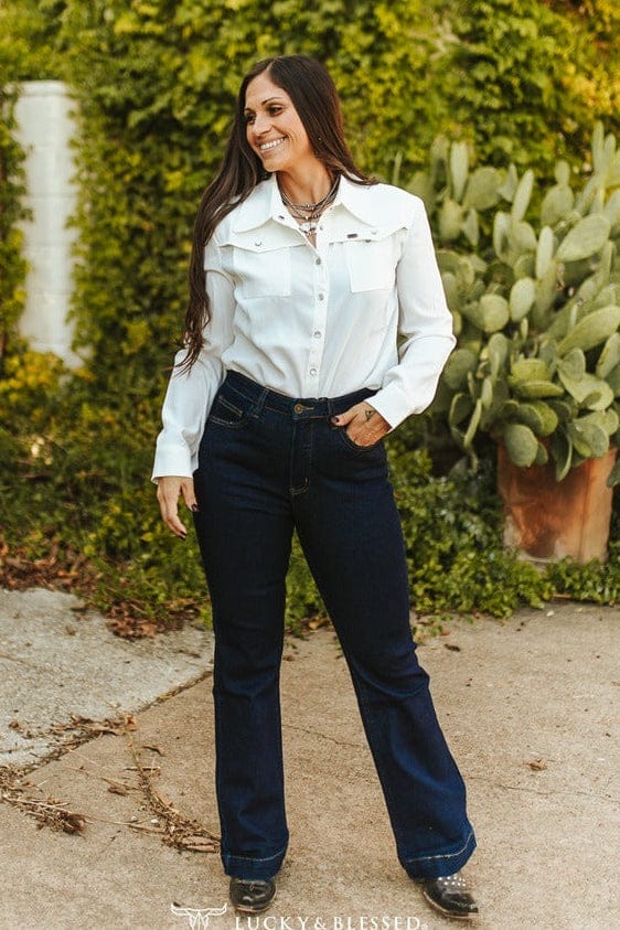 L&B Apparel Jeans Dark Wash Mid Rise Trouser Jeans Plus Size (31in Inseam)