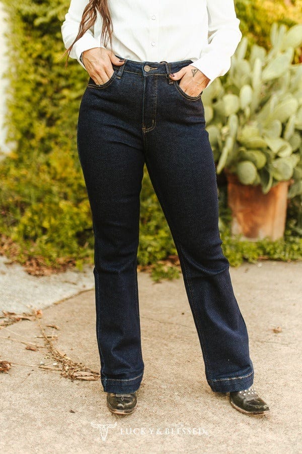 L&B Apparel Jeans Dark Wash Mid Rise Trouser Jeans Plus Size (31in Inseam)