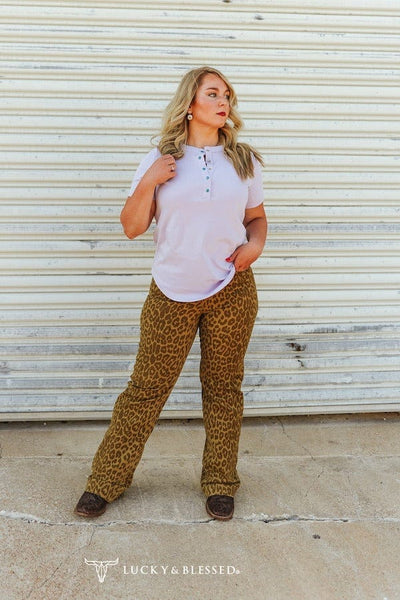 L&B Apparel Jeans Leopard Trouser Cut Curvy Jeans