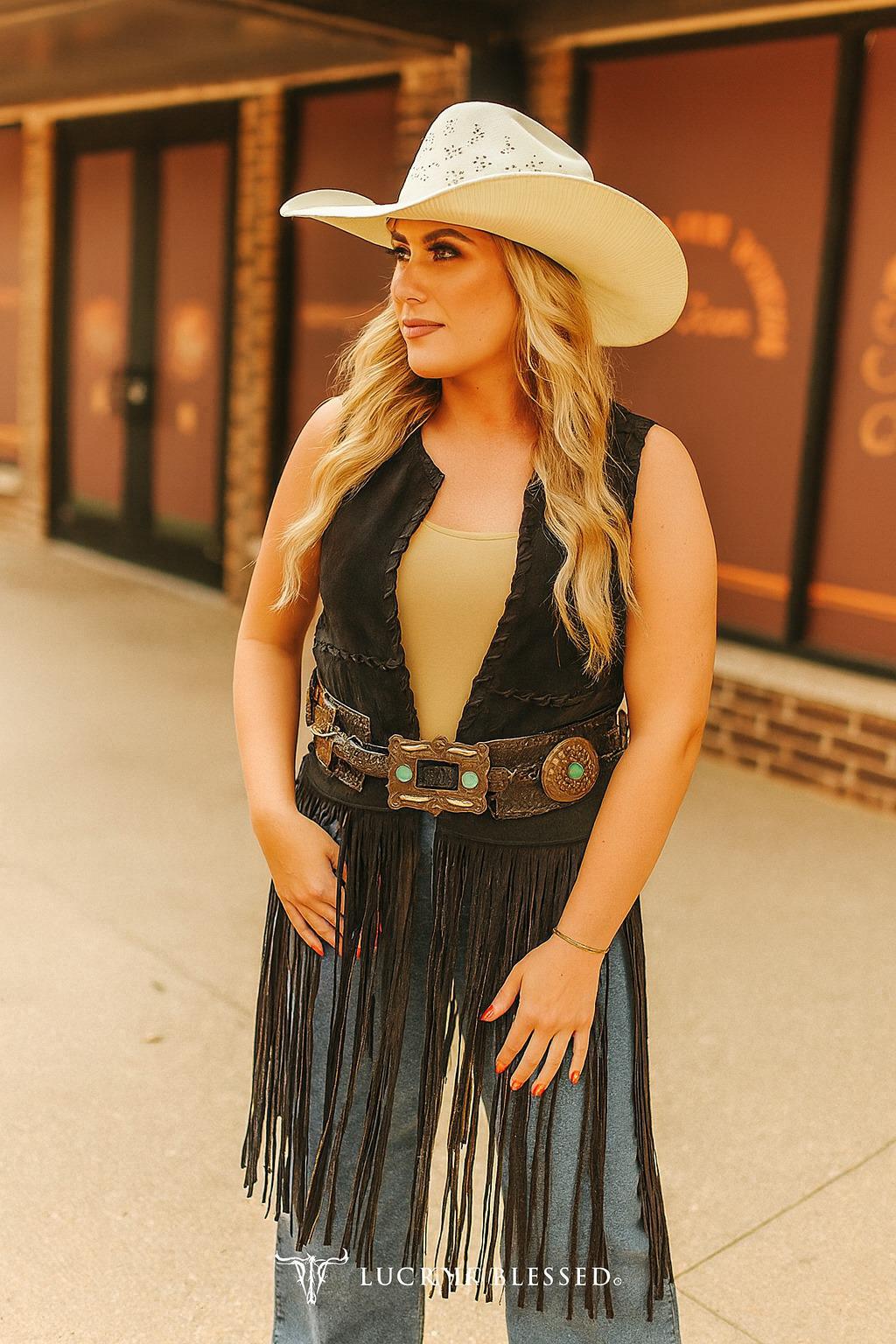 L&B Apparel Vest Midnight Mesa Fringed Vest