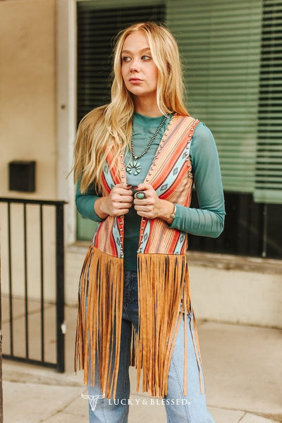 L&B Apparel Vest Painted Desert Fringe Vest