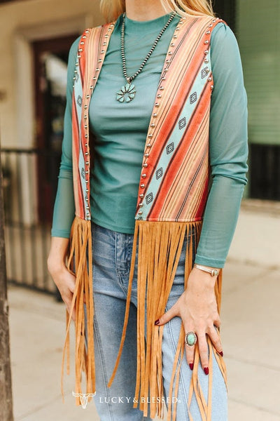 L&B Apparel Vest Painted Desert Fringe Vest