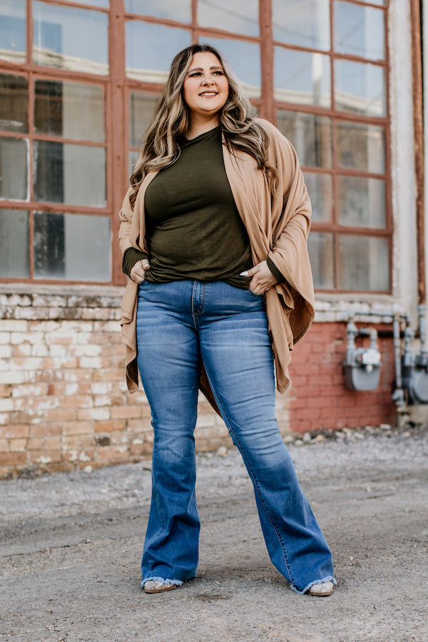 Plus Size Mid Wash Flare Jeans