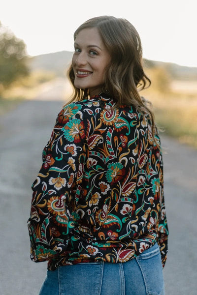 Sterling Kreek Long sleeve Top Painted Paisley Top