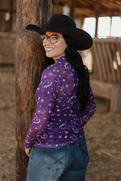 Sterling Kreek Long sleeve Mesh Top Bandana Babe Mesh Top Purple