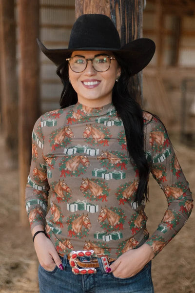 Sterling Kreek Long sleeve Mesh Top Ribbons on The Range Mesh Top