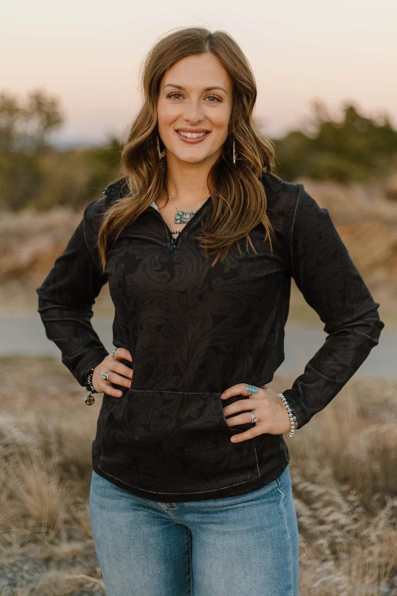 Sterling Kreek Pullover Tooled In Black Pullover