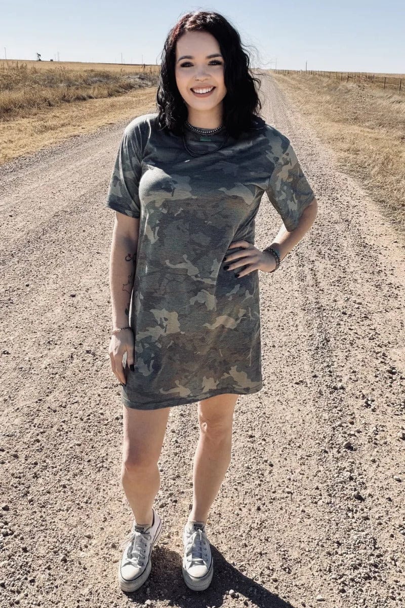 Camo Kreek T-shirt Dress, Medium / Camouflage