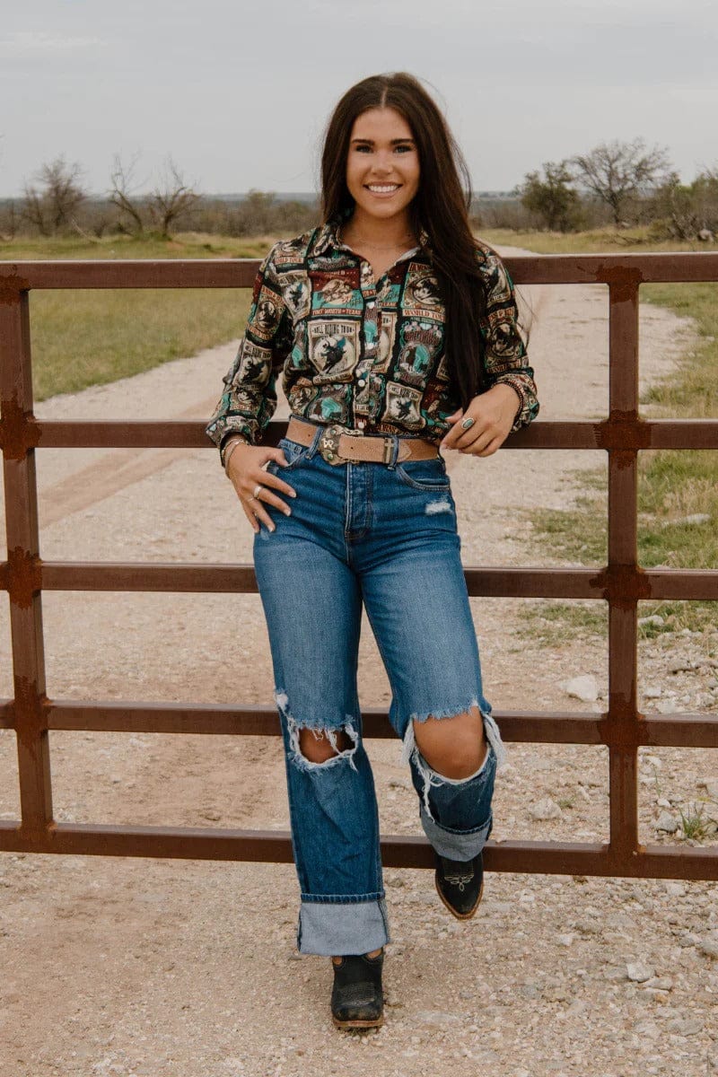 Sterling Kreek Long sleeve Top Vintage Rodeo Button Up