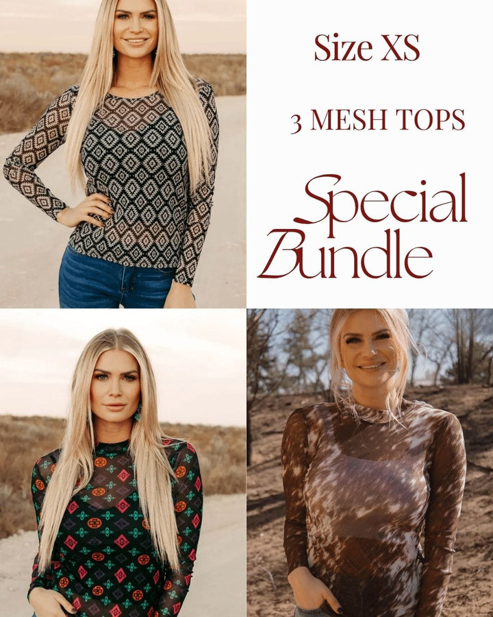 Sterling Kreek Long sleeve Mesh Top XS / Multicolor Western Mesh Top Bundle Size XS