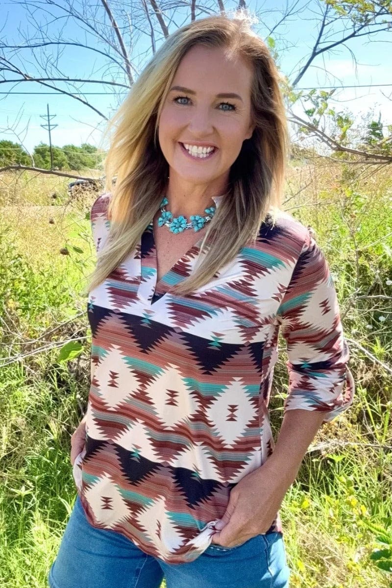 Sterling Kreek 3/4 sleeve top Desert Mesa Top
