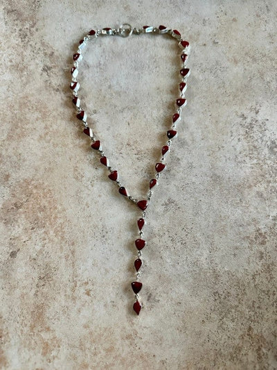 Nizhoni Traders LLC Necklace Red / One Size Red Jasper Lariat Necklace 18"