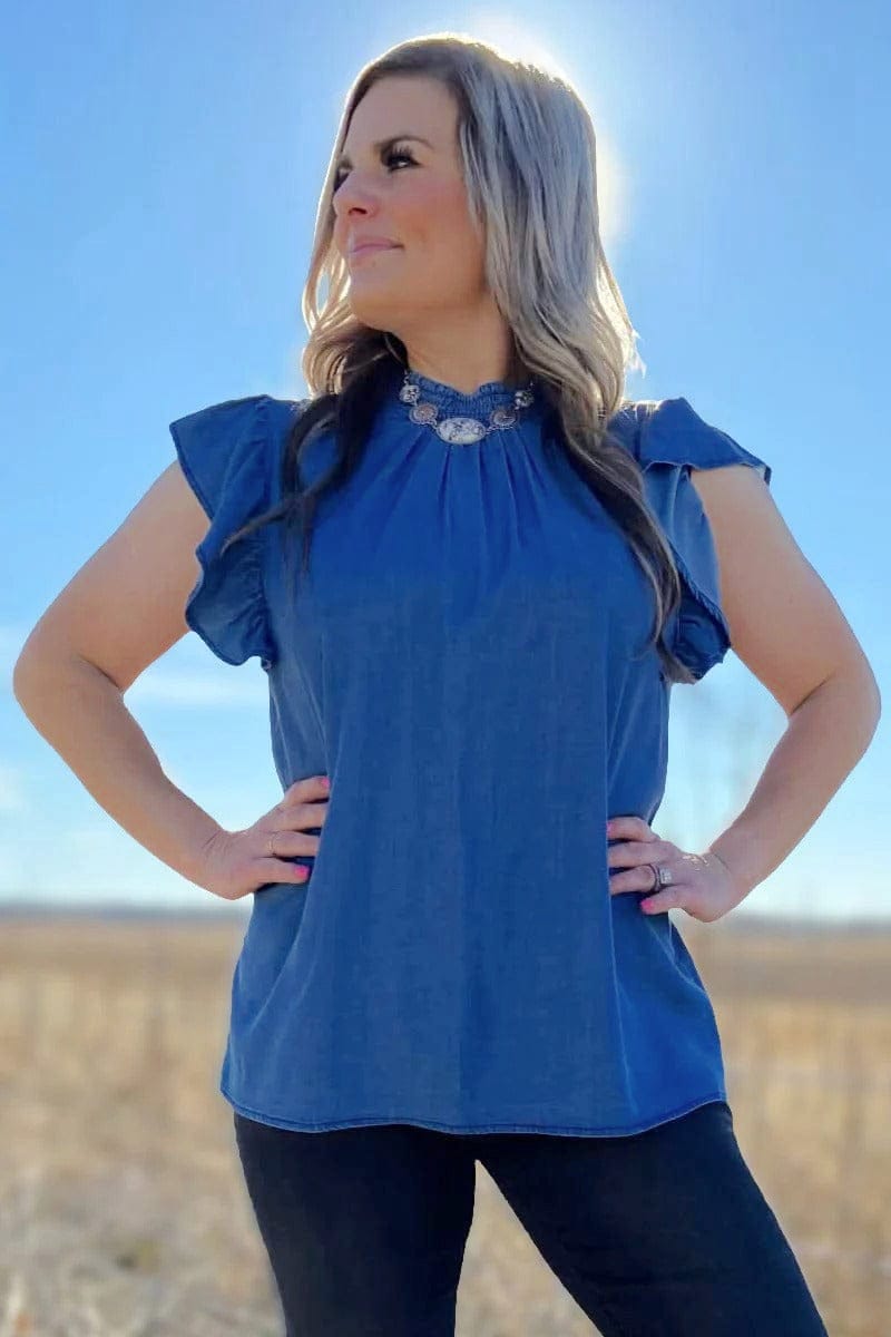Baby Doll Top Dark Blue Denim by Sterling Kreek | | Western Soul®