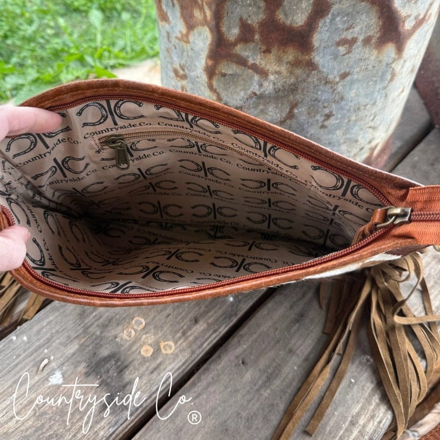 Western Soul® Checkered Longhorn Trail Cowhide Checkered Purse