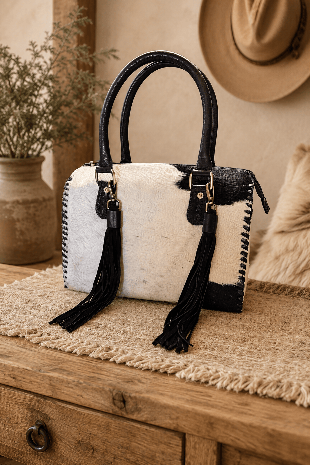 Countryside Co. Handbag Black / White with Black Corners Midnight Cowgirl Black Cowhide Speedy Bag