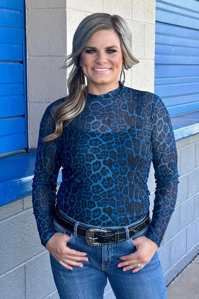 Sterling Kreek Long sleeve Mesh Top Sideline Spirit Blue Mesh Top