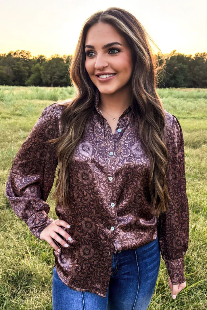 Bronzed Bloom Western Button Up