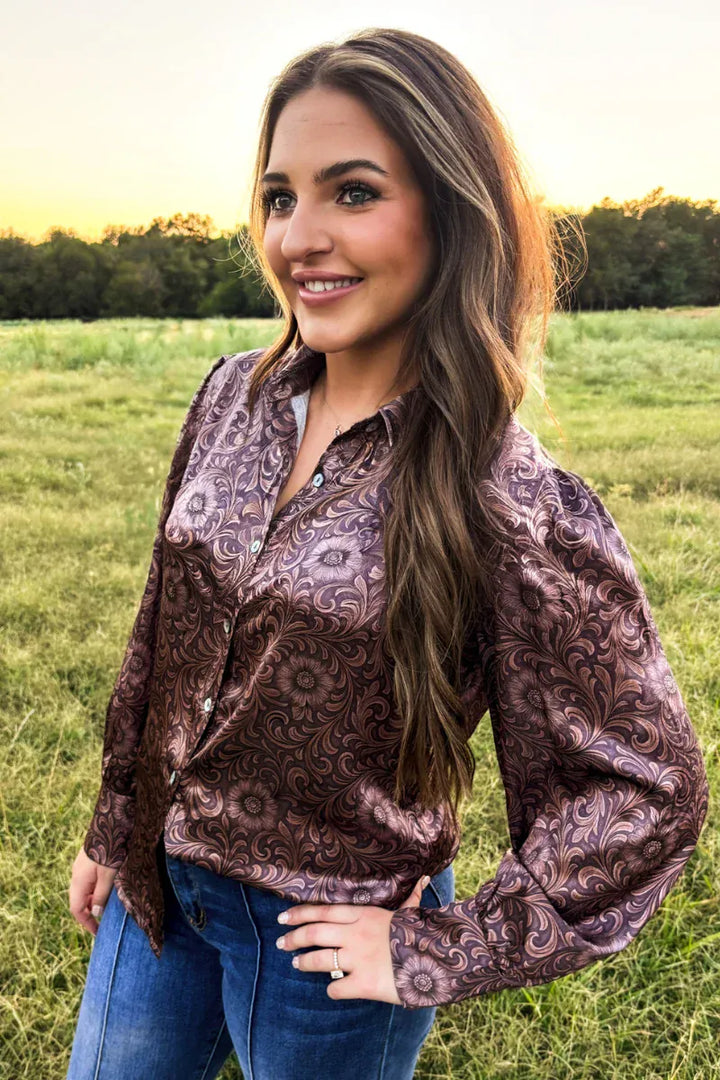 Bronzed Bloom Western Button Up