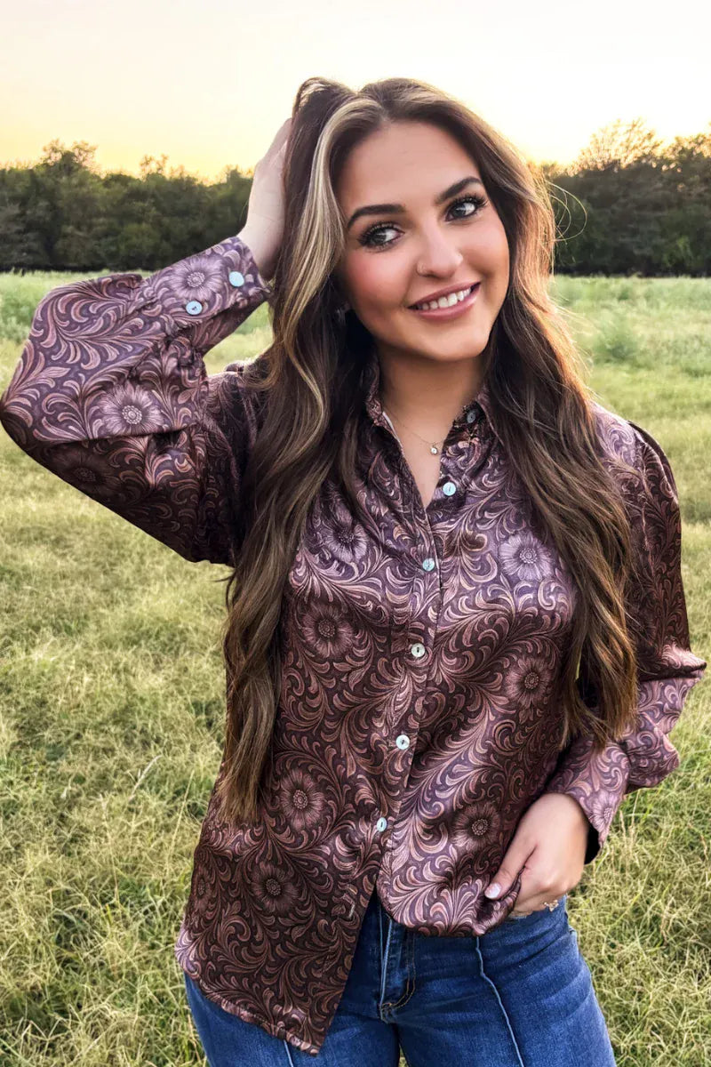 Bronzed Bloom Western Button Up