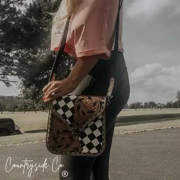Countryside Co. Handbag Checkered Melrose Tooled Leather Checkered Handbag