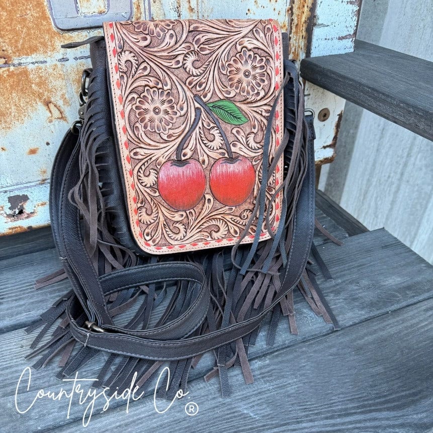Countryside Co. Handbag Brown Cherry Crush Tooled Leather Purse