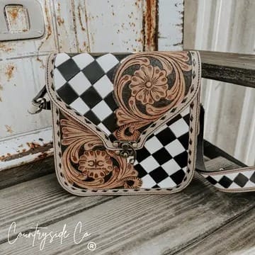 Countryside Co. Handbag Checkered Melrose Tooled Leather Checkered Handbag