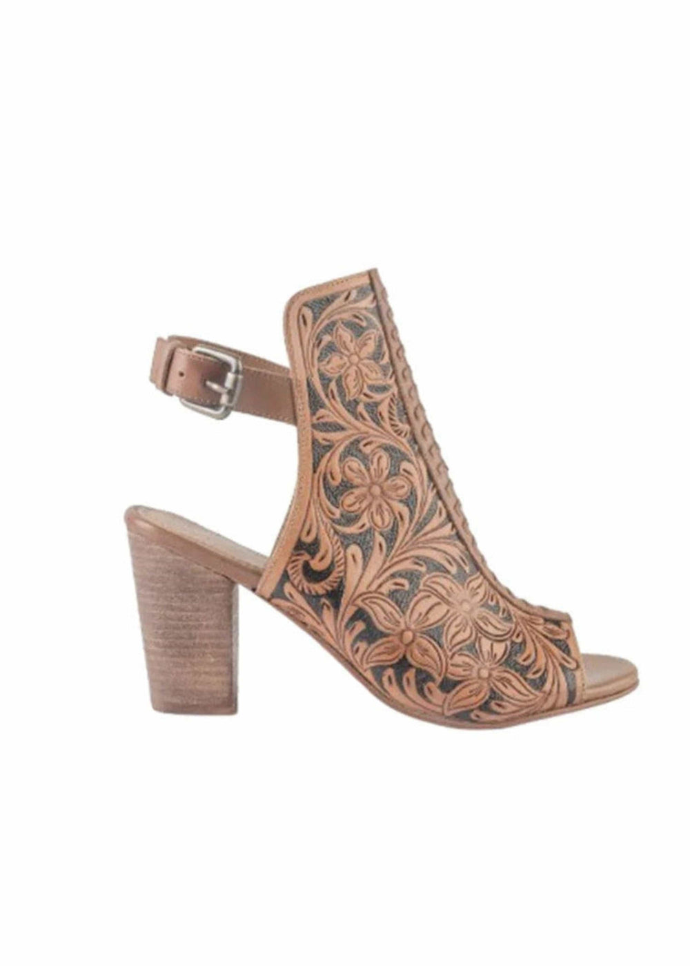 Myra Shoes Dodge Town Heels -Modern Western Hand-Tooled Leather Cowgirl Heels