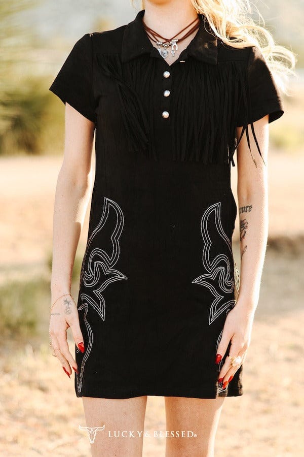 L&B Apparel Dress Boot Stitch Rodeo Fringe Dress