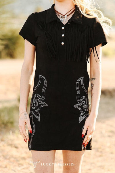 L&B Apparel Dress Boot Stitch Rodeo Fringe Dress
