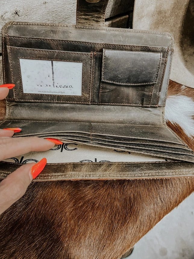 Countryside Co. Wallet Cowhide The Loretta Cowhide &amp; Tooled Leather Wallet Clutch - Countryside Co
