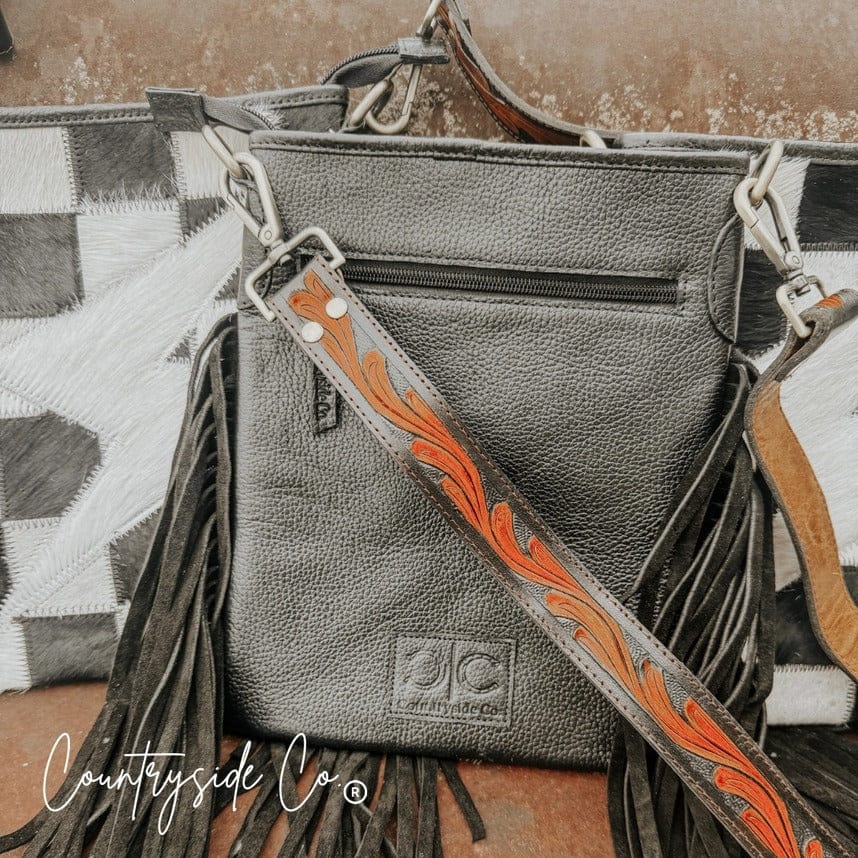 Countryside Co. Handbag Checkered High Voltage Cowhide Fringe Crossbody  by Countryside Co.