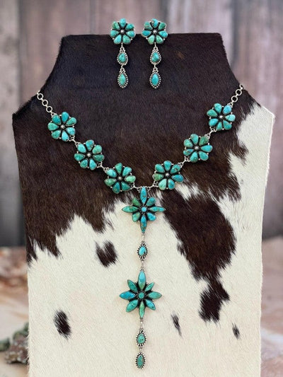 Nizhoni Traders LLC Necklace As Shown / One Size Handmade Sterling Silver Emerald Valley Turquoise