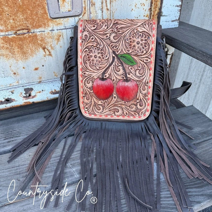 Countryside Co. Handbag Brown Cherry Crush Tooled Leather Purse