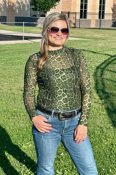 Sterling Kreek Long sleeve Mesh Top Sideline Spirit Green Mesh Top