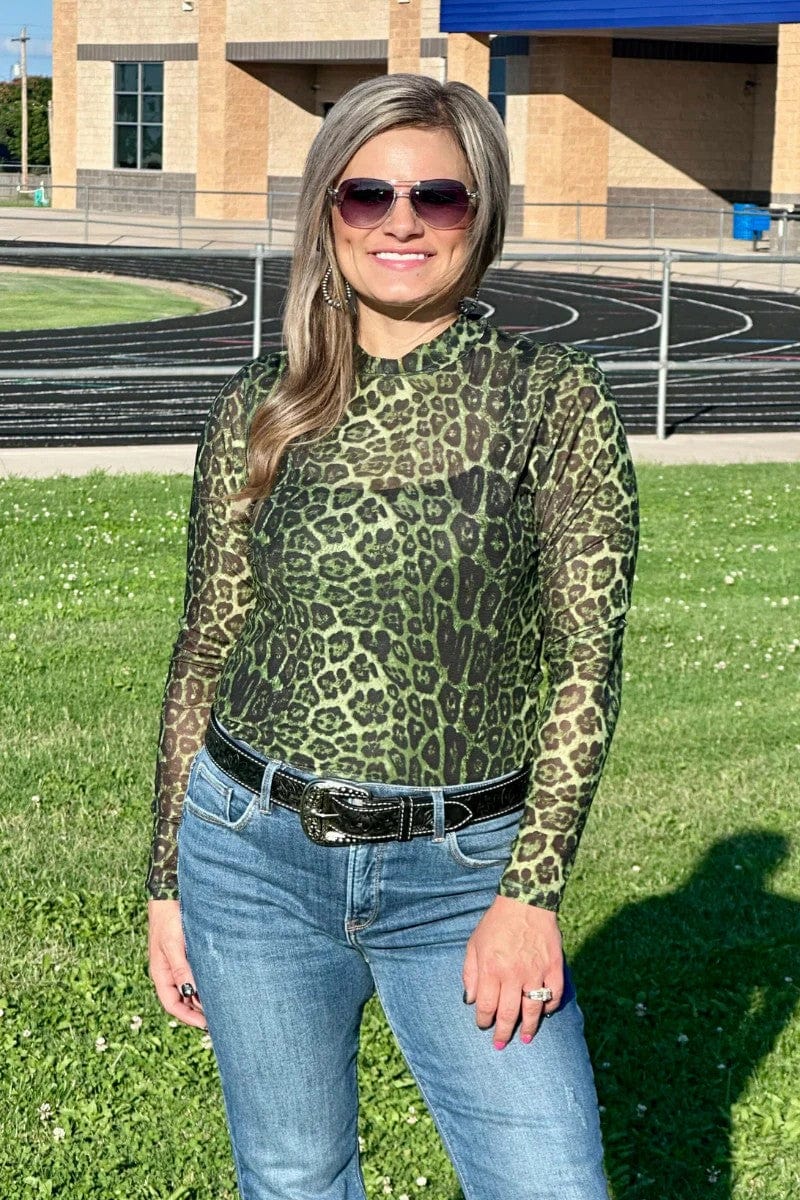 Sterling Kreek Long sleeve Mesh Top Sideline Spirit Green Mesh Top