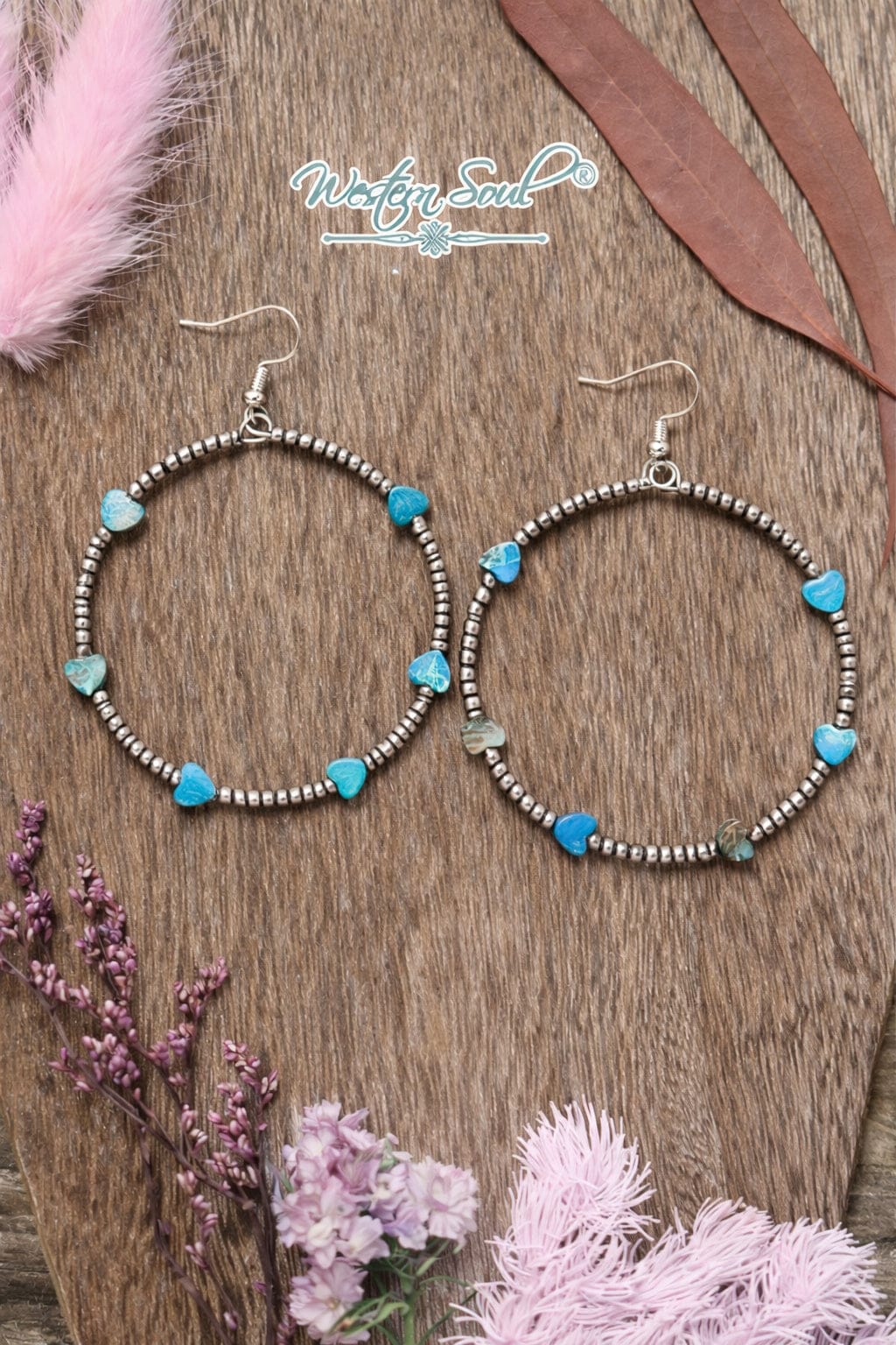 Bijoux Fab Earrings Turquoise Wild Heart Turquoise Hoops
