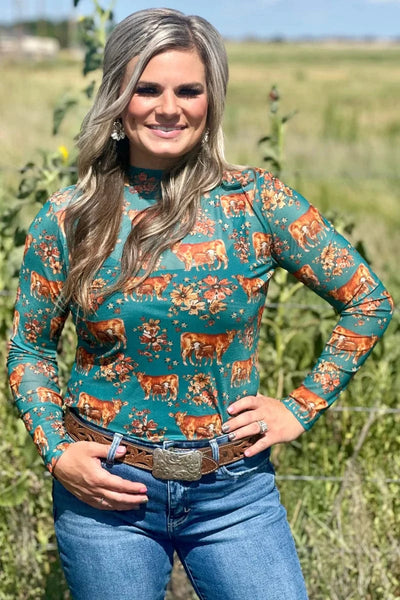 Sterling Kreek Long sleeve Mesh Top Home is Where The Pair Is