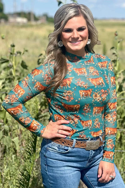 Sterling Kreek Long sleeve Mesh Top Home is Where The Pair Is