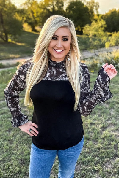 Sterling Kreek Long sleeve Top Homestead Toile Top
