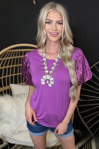 Shirts & Tops  Louisiana Bubble Sleeve Top Purple