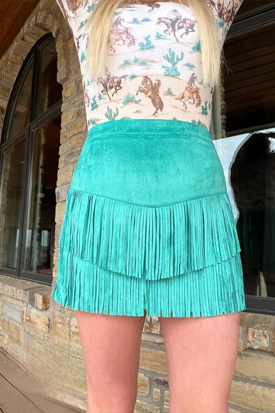 Skirt  Fort Worth Fringe Skirt Turquoise