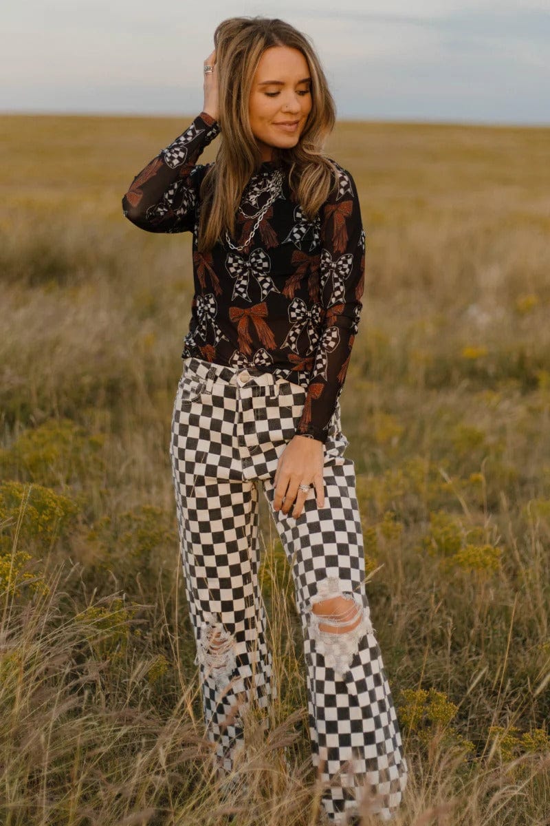 Sterling Kreek Long sleeve Mesh Top Just A Girl Mesh Top