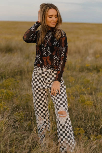 Sterling Kreek Long sleeve Mesh Top Just A Girl Mesh Top