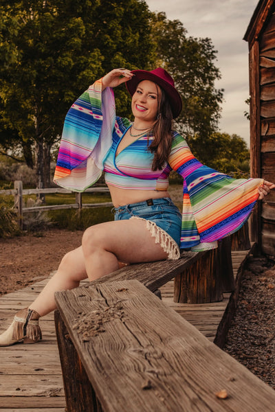 L&B Apparel Crop Top Serape Print Crop Top