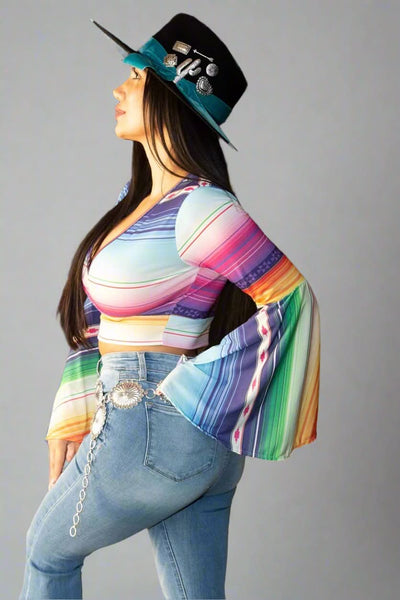 L&B Apparel Crop Top Serape Print Crop Top